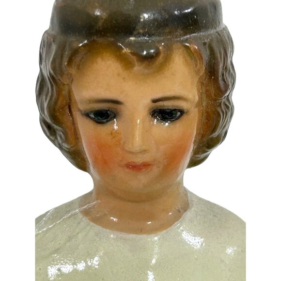 Infant Prague Child Jesus Chalk/Plaster Statue Robe Religious Vtg 11” Figurine - Picture 9 of 17